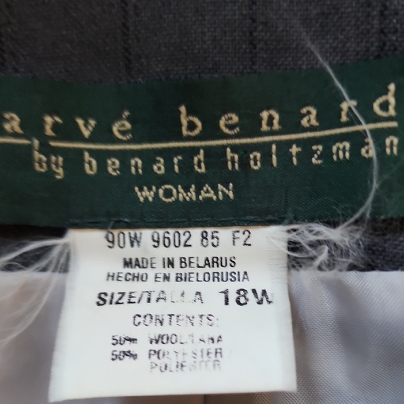 Harvé Benard Gray Pinstripe Long Blazer Coat Sz18 Plus Size Office Career Chic - Picture 11 of 12